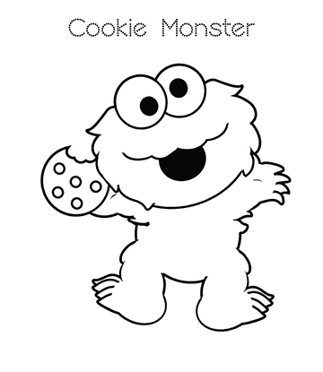 Little Baby Cookie Monster Coloring Page for kids